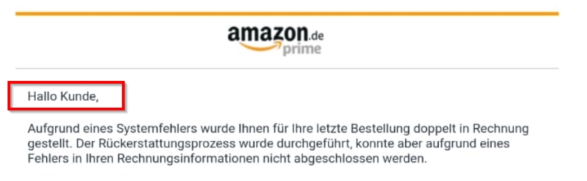 Hallo Kunde Spam